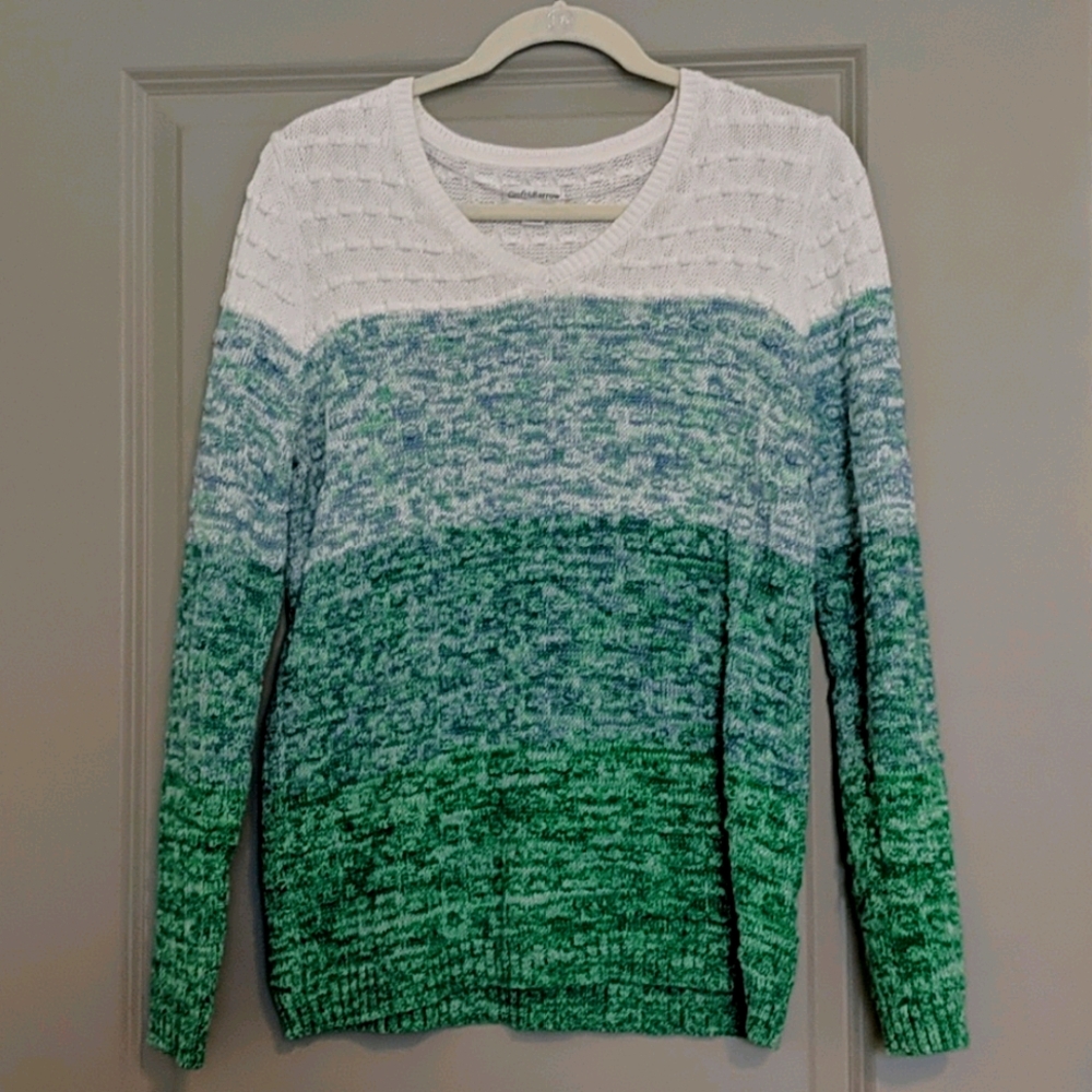 Green to White knit sweater